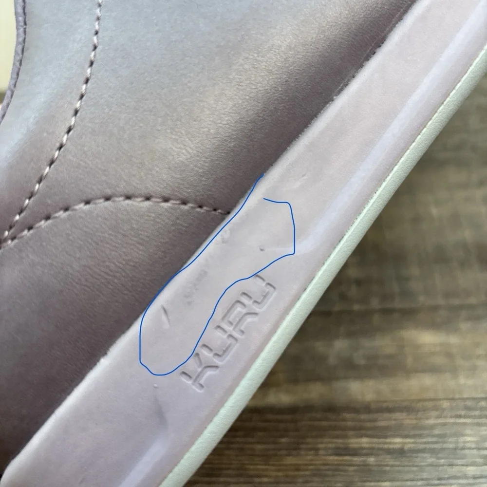 KURU Roam Women's 7.5 Classic Court Leather Sneaker Lilac Shimmer/Blue‎ Fog